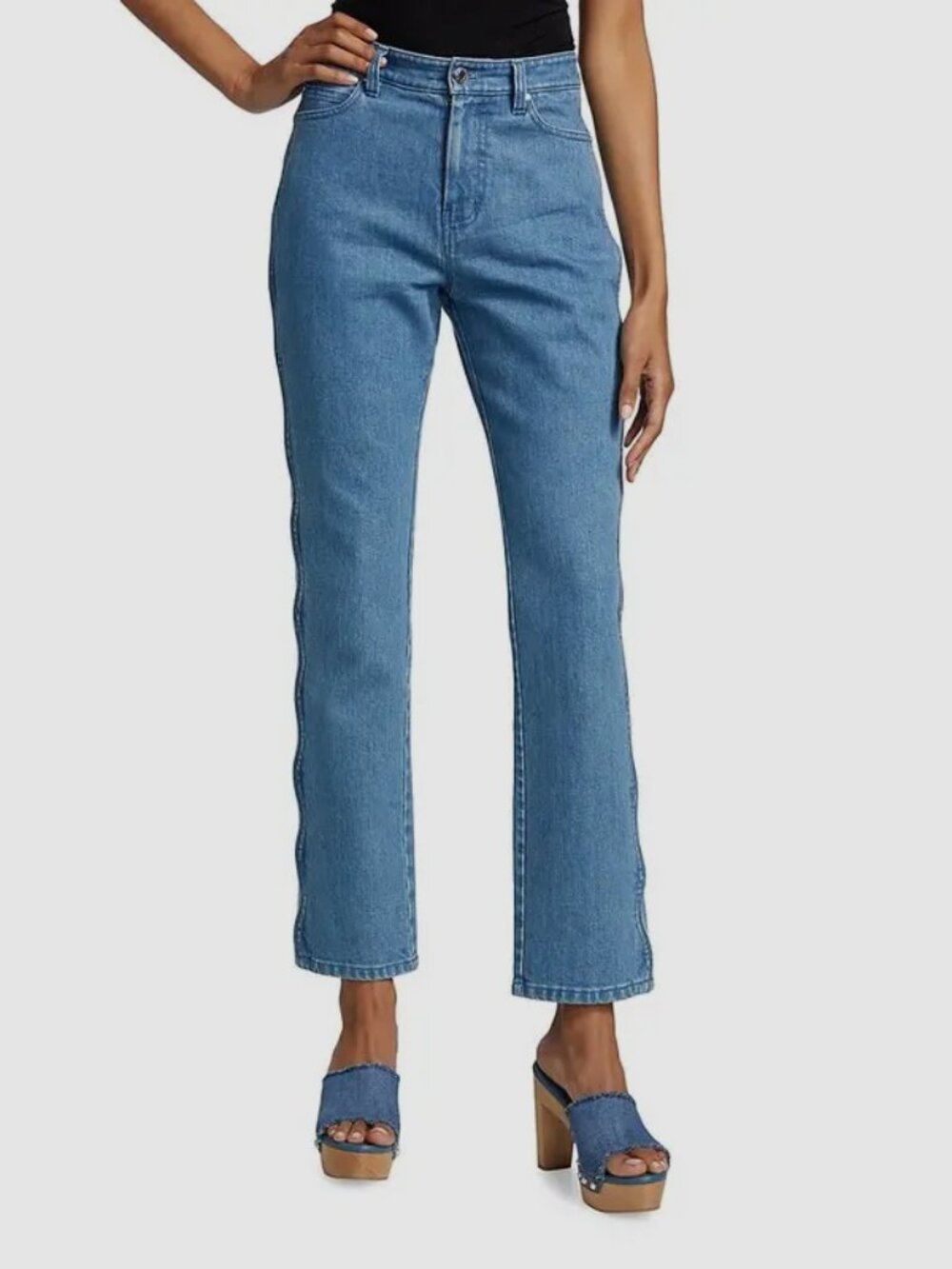 Derek Lam 10 Crosby Blue Paloma-Wavy Straight Jeans - Size 25